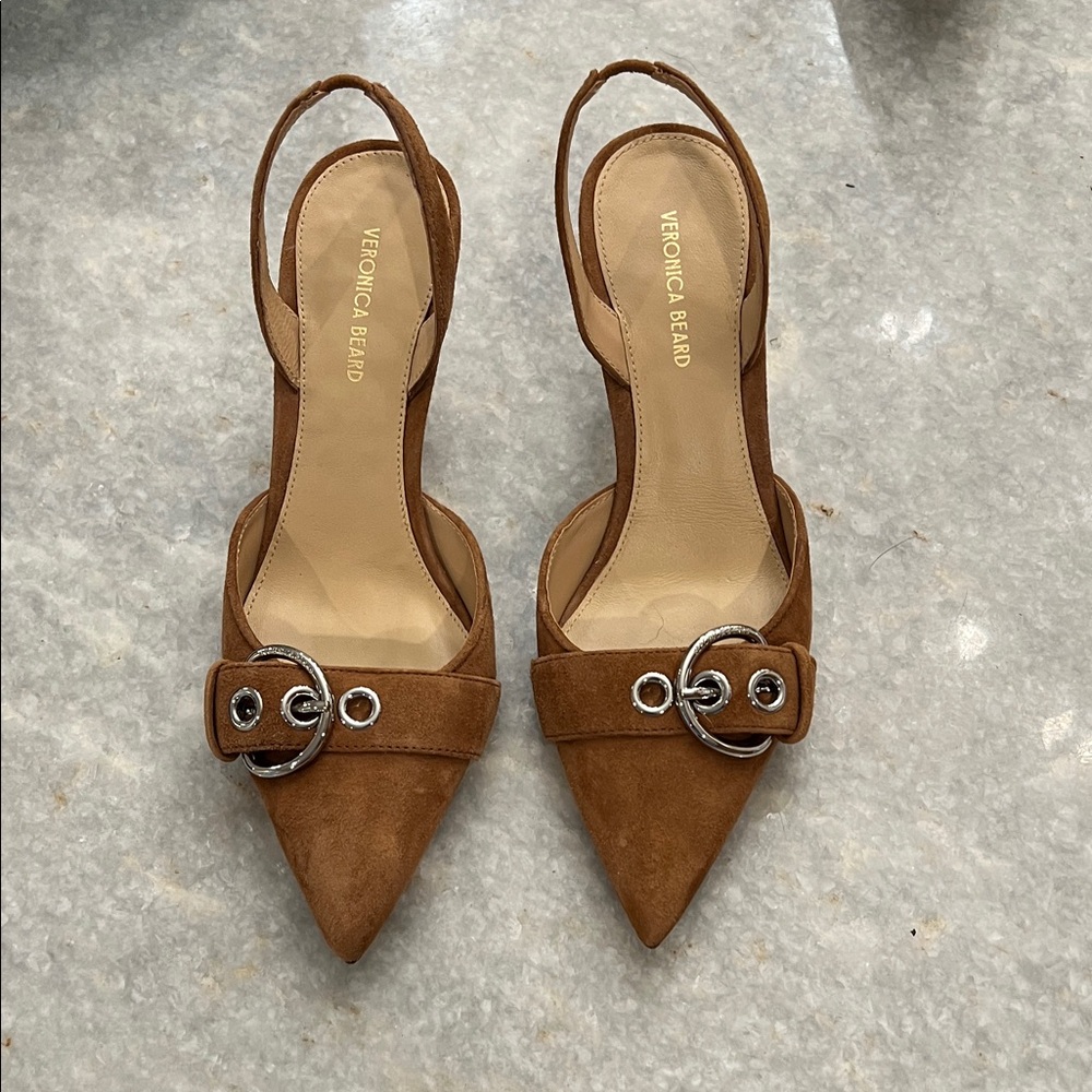 Veronica Beard Tan Suede Slingback Heels NWOT Size 6